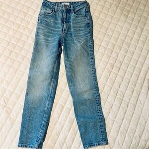 Zara Light Blue Mid Rise Straight Leg Style Jeans